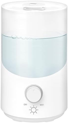 Cool Mist Humidifier for Bedroom, 3L Top Fill Ultrasonic Air Humidifier with Adjustable Knob Control, Quiet Operation, Auto Shut-Off, BPA-Free for Home, Baby, Office, Plants 6L by Unknown
