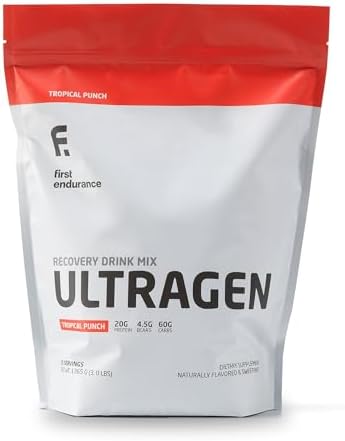 FIRST ENDURANCE Ultragen Workout Recovery Drink Powder, Protein Mix, Boosts Energy, Accelerates Recovery | Tropical Punch, 15 Servings by FirstEndurance