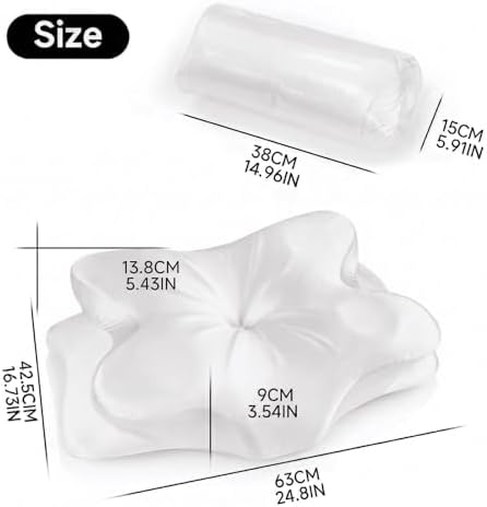 2-Pack Cervical Neck Pillow for for Neck Support,Ergonomic Memory Foam Contour Pillow with Wrinkle-Resistant Silky Satin Fabric Cover,Orthopedic Bed Pillow for Side,Back,Stomach Sleepers,White - Image 2