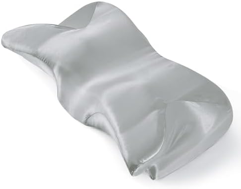 P Pothuiny Light Grey Satin Cervical Pillow Case Cover 1-Pack with Zipper by P+Pothuiny