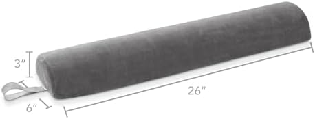 Saloniture Half Round Massage Table Bolster Pillow Pad - 26 x 6 x 3 Inch - Gray Velour - Image 2