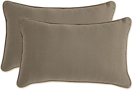 Pillow Perfect Forsyth Solid Indoor/Outdoor Lumbar Pillow Plush Fill, Weather and Fade Resistant, Lumbar - 11.5" x 18.5", Brown, 2 Count by PillowPerfect