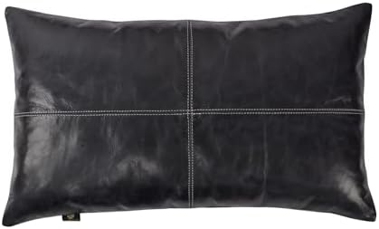 LL LEATHER LOVERS 100% Lambskin Leather Pillow Cover - Sofa Cushion Case - Decorative Throw Covers for Living Room & Bedroom, Ink Blue Plain Pack of 1-12X20 Inch by LLLEATHERLOVERS