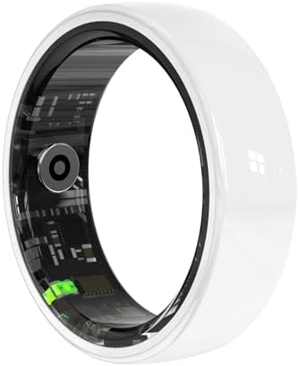 White Ceramic Smart Ring for Women, Health & Sleep Tracker, Size 9 by Sqrutri