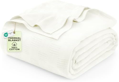 Utopia Bedding 100% Cotton Thermal Blanket Ivory King, 90x108 Inches by UTOPIABEDDING