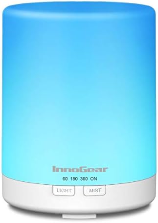 InnoGear 300ML Essential Oil Diffuser, Premium 5-in-1 Ultrasonic Aromatherapy Diffusers Scent Humidifier Aroma Diffuser Vaporizer Auto-Off Timer for Room Office Home, Greyish White, Medium by InnoGear