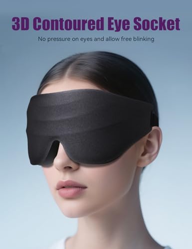 Sleep Eye Mask for Men Women, EVA BELLE Light Blocking Sleeping Mask for Side Sleeper, 3D Contoured Cup Night Blindfold, Lash Extensions 3D Sleeping Mask with Adjustable Strap for Travel, Night & Nap - Image 2