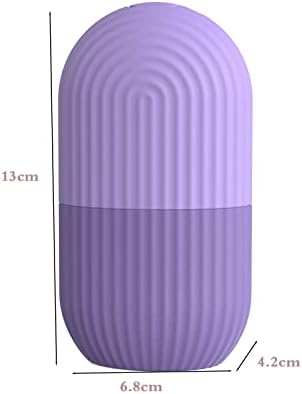 Joyeee Ice Face Roller, Reusable Silicone Mold Face Massage Eye Facial Beauty Skin Care Tools Apply Ice for Shrink Pores Anti Wrinkle Reduce Puffiness Improve Skin Elasticity, Striped, Purple - Image 2