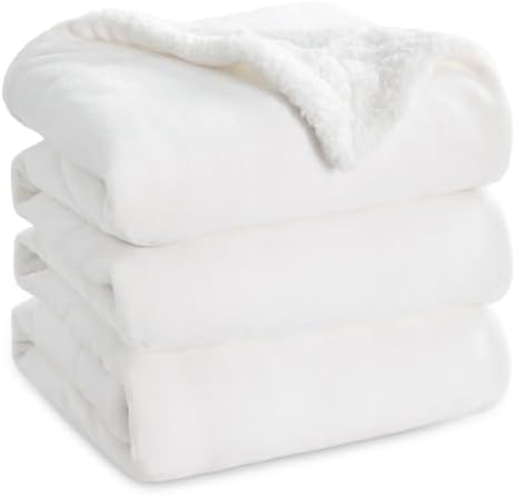 Bedsure GentleSoft Sherpa Fleece Blankets King Size for Bed, Non-Heated, Thick and Warm Throw for Women and Men, Soft Fuzzy Plush King Blanket for Winter, Bright White, 108x90 Inches by BEDSURE