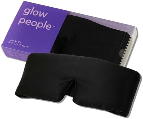 Glow People Silk Sleep Mask – 100% Mulberry Silk Eye Mask for Sleeping, Total Blackout, Cloud-Soft and Adjustable for Beauty Sleep and Travel - Charcoal by GlowPeople