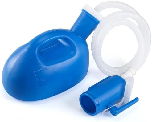 ONEDONE Urinals for Men - Portable Urinal for Men Spill Proof Nighttime Men's Urinal Bottle Male Pee Bottle Urine Bottle 68 OZ for Hospital Home Camping Car Travel 45" Long Hose with Lid (Blue) by ONEDONE