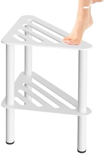 Corner Shower Foot Stool for Shaving Legs, Rust-Proof Non-Slip with Storage by WINSTECK