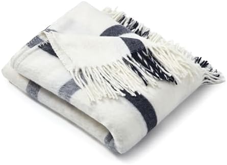 Arus Acrylic Highlands Collection Queen Throw Blanket Navy Stripes, 60x80 - Image 4