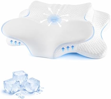Cervical Neck Pillow - Memory Foam Pillow for Pain Relief Sleeping, Ergonomic Neck Support Contour Pillows for Side Back Stomach Sleepers,Orthopedic Breathable Pillowcase (White) by FUNCCUBE
