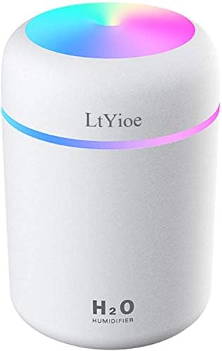 LtYioe Colorful Cool Mini Humidifier, USB Personal Desktop Humidifier for Car, Office Room, Bedroom,etc. Auto Shut-Off, 2 Mist Modes, Super Quiet. (White) by 3DGreetingCards