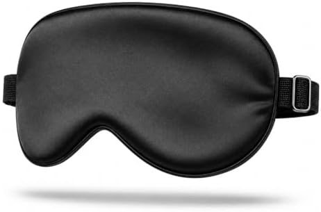 Silk Sleep Mask, Adjustable Soft Eye Cover for Comfortable Sleep & Naps, Pressure-Free, Machine Washable - Black by Ukissim