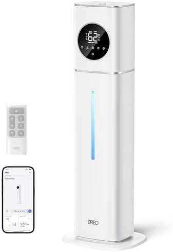 DREO HM735S 11L Smart Humidifier Large Room 700 ft², 100H Cool Mist Air Humidifiers for Bedroom, Top-Fill, Clean Tank Technology, 26dB, Auto Mode, Aroma Box, RGB, Remote & APP Control, Baby, Silver by Unknown