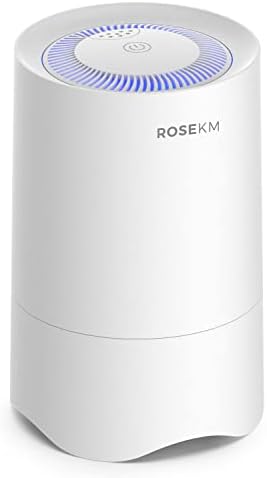 Rosekm Small Air Purifier for Home Bedroom, Personal Desk Mini Air Purifier, Room Hepa Air Purifier Fresheners Cleaner for Dorm, Pets, Smoke, Desktop, Office (White) by ROSEKM