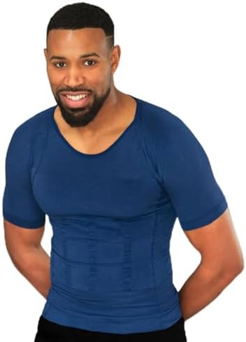 Curveless Men's Posture Corrector T-shirt | Anti Back Pain | Straightens Back and Shoulders | Compression | Undershirt | Short sleeves Blue by Curveless