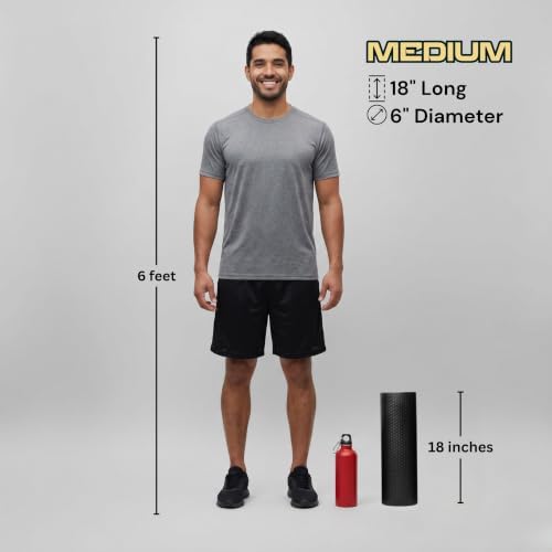 Foam Roller for Muscle Massage, Stiff Back Pain Relief, Physical Therapy, Deep Tissue, Exercise Equipment for Home Gym, Stress, Yoga, Pilates for the fit Citizen (Black, Medium 18 x 6 Inches) - Image 5