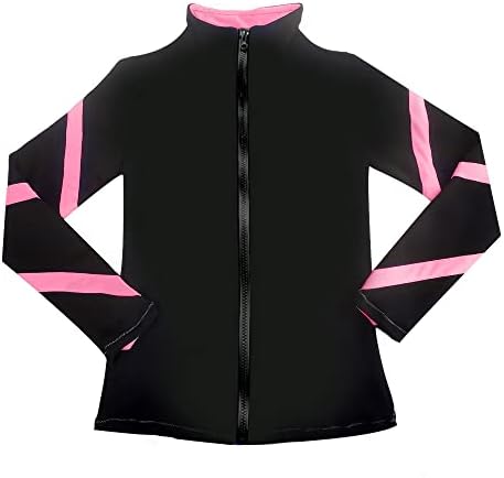 LIUHUO Girls Ice Skating Jackets Women Stripes Training Practice Figure Skating Tops Costs Fleece by LIUHUO