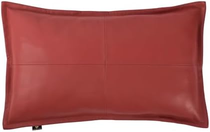 LL LEATHER LOVERS 100% Lambskin Leather Pillow Cover - Sofa Cushion Case - Decorative Throw Covers for Living Room & Bedroom, Red Box Pack of 1-18X26 Inch by LLLEATHERLOVERS