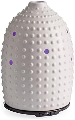 Airome Gray Hobnail Medium Essential Oil Diffuser|100 mL Humidifying Ultrasonic Aromatherapy Diffuser 8 Colorful LED Lights, Intermittent & Continual Mist, Auto Shut-Off by Airom%C3%A9