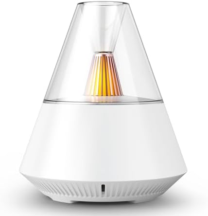 Ultrasonic Essential Oil Diffuser, 150ML Modern Aromatherapy Diffuser with Candle Light, 2 Mist Mode, Remote Control, Auto-Off, Small Cool Mist Humidifier for Home Bedroom Office Yoga, White by KinYiLOHome