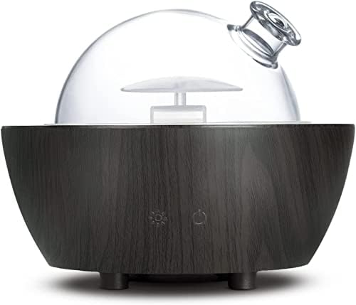 280ml Glass Essential Oil Diffuser Aromatherapy Diffusers Ultrasonic Cool Mist Humidifier with 2 Mist Modes & 7 Color LED Lights and Waterless Auto Shut-Off for Home Office Spa Bedroom,Dark Wood Grain by XANAPHIA
