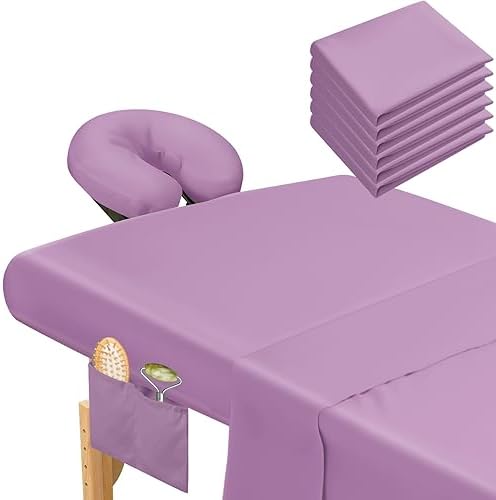 Mixweer 9 Pcs 3 Set Microfiber Massage Table Sheets Set Bulk Includes Flat Sheet, Fitted Sheet with Pocket, Face Rest Cover(Purple) by Mixweer