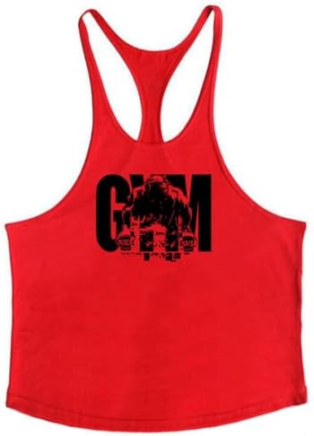 BaronHong Men's Cotton Workout Tank Tops Dry Fit Gym Bodybuilding Training Fitness Sleeveless Muscle T Shirts by BaronHong