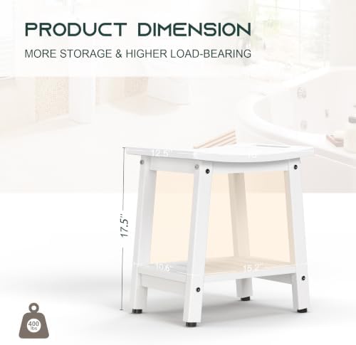 Waterproof HDPE Shower Bench for Inside Shower, Shower Stool, White - Image 2