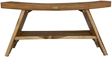 EcoDecors Serenity 35-Inch Teak Shower Bench with Shelf, 300 lb - Image 2