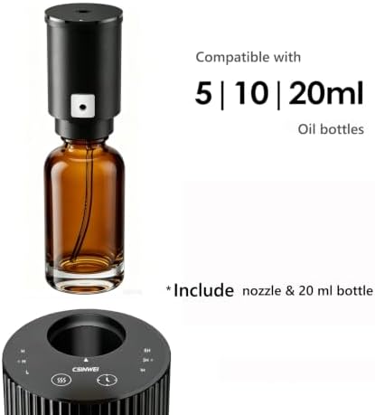 Waterless Essential Oil Diffuser, Portable Car Diffuser with Rechargeable Battery, Cordless Aromatherapy Diffuser for Home Office Bedroom, USB-C Nebulizing, 600 Sq Ft Coverage (Black) - Image 5