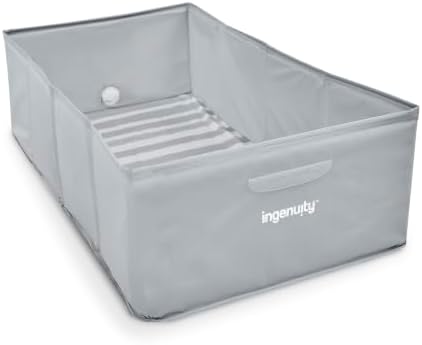 Ingenuity Tuckaway Toddler Folding Tub, Converts Shower to Tub, Folds to Store, Easy to Clean, No Assembly Required, Portable Baby Bathtub for Travel, 12M-5Y, Gray by Ingenuity