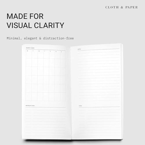 Cloth & Paper Travel Notebook | Monthly Admin – Lagoon | Pocket Plus Monthly Planner Notebook 3.2" x 6" | Calendar Planner with Monthly Layout for Tasks, Notes & Important Dates – Soft Touch Cover - Image 2