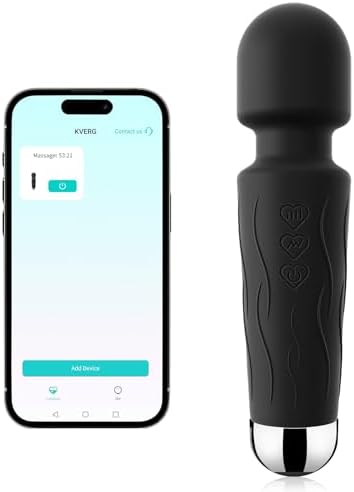 Kverg Handheld Personal Cordless Small Massager with APP–Waterproof, USB Rechargeable, 20 Vibration Patterns, 8 Speeds,Rose Black by Kverg