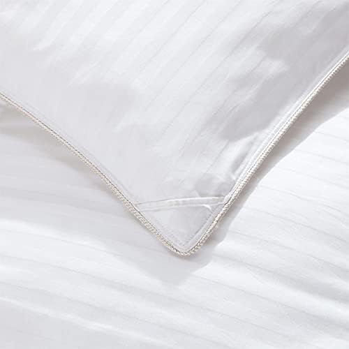 Luxurious All-Season Goose Down Feather Fiber Comforter Duvet Insert, Exquisite Twin White Stripe Design, Premium Baffle Box, 100% Cotton Down Proof Fabric, 50 oz. Fill Weight - Image 4