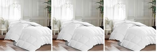 Martha Stewart White Goose King Size Feathers Down Fiber Comforter, 100% Cotton Duvet Insert King, Hotel Luxury Hypoallergenic Comforter 68oz All Season Medium Warmth 106 x 90 Inch (Pack of 3) by MarthaStewart