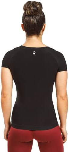 Sweat Shaper Women's Athletic Tee, Short Sleeve High-Performance Compression T-Shirt, Performance Baselayer Workout Shirt - Image 4