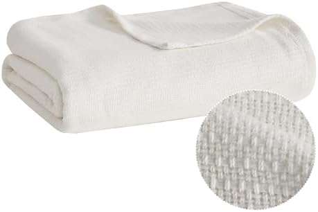 Madison Park 100% Cotton Breathable King Size Blanket for Bed, Cream by MADISONPARK
