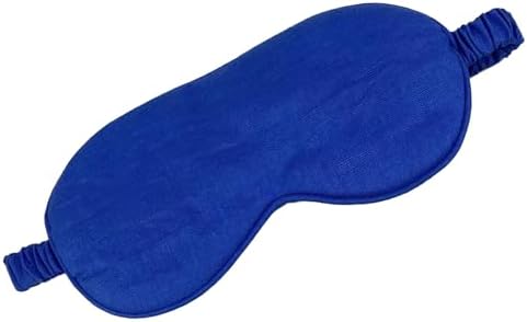 Eye mask Pure Linen Sleep Mask with Elastic Band, No Pressure On Eyes,Side Sleeper Eye Cover Organic Cotton Core Blindfold,Napping & Yoga Travel Essentials (Cornflower Blue) by lyssiatina