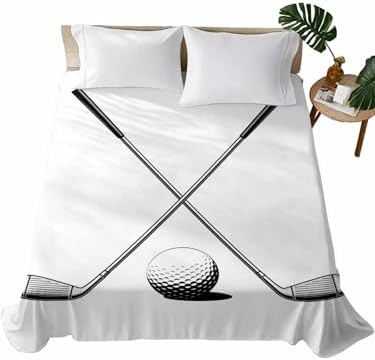 Twin Flat Sheet Golf Ball Club Flat Sheets Only Soft Breathable Microfiber Bedding Top Sheets Luxury Hotel Quality Game Sports Twin Bed Sheet for All Season Bedroom Dorm Home Decor by LooPoP