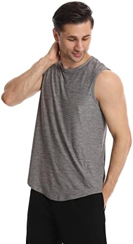 Different Touch Men’s 2 Pack Active Gym Workout Sleeveless Shirts Quick Dry Crew Neck Muscle Tank Top - Image 6