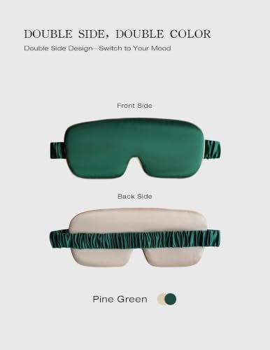 Luxurious 100% Mulberry Silk Sleep Eye Mask Blackout, Pine Green - Image 5