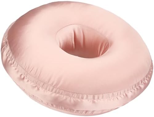 Washable Silky Satin Ear Piercing Pillow with Removable Pillowcase Smooth Cooling Donut Pillows Hole for Ear Pain Relief CNH Sleeping Pressure Sore Side Sleepers Ear Guard Protector, Coral by Heal+n+Hope