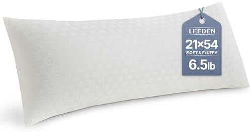 Leeden Full Body Pillow 20 x 54 for Side Sleepers Ivory White by LEEDEN