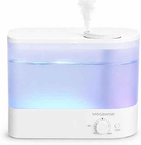 MEGAWISE 6L Ultrasonic Cool Mist Humidifier for Large Room, Bedroom, Baby Room and Plants, Quiet Under 28dB, Adjustable Mist Output, Auto Shut-Off, Low Power Humidifier by MEGAWISE