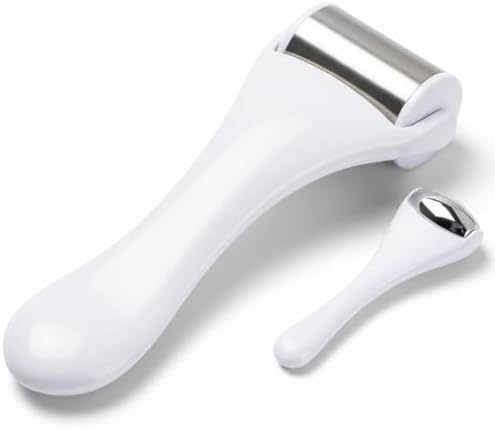 Tondiamo 2 Pcs Muscle Roller Portable Small Silicone Massager Roller Deep Tissue Muscle Massage Stick Cellulite Remover Scar Tissue Massager for Relief Face Neck Arm Back Leg(White,Metal) by Tondiamo