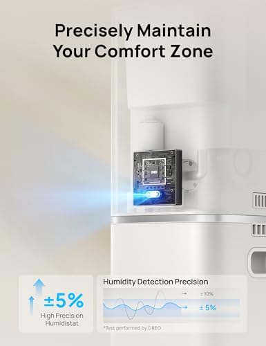 DREO HM735S 11L Smart Humidifier Large Room 700 ft², 100H Cool Mist Air Humidifiers for Bedroom, Top-Fill, Clean Tank Technology, 26dB, Auto Mode, Aroma Box, RGB, Remote & APP Control, Baby, Silver - Image 5
